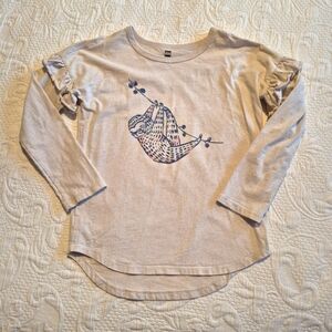 Tea Collection girls size 10 sloth long sleeve shirt, has small mark GUC